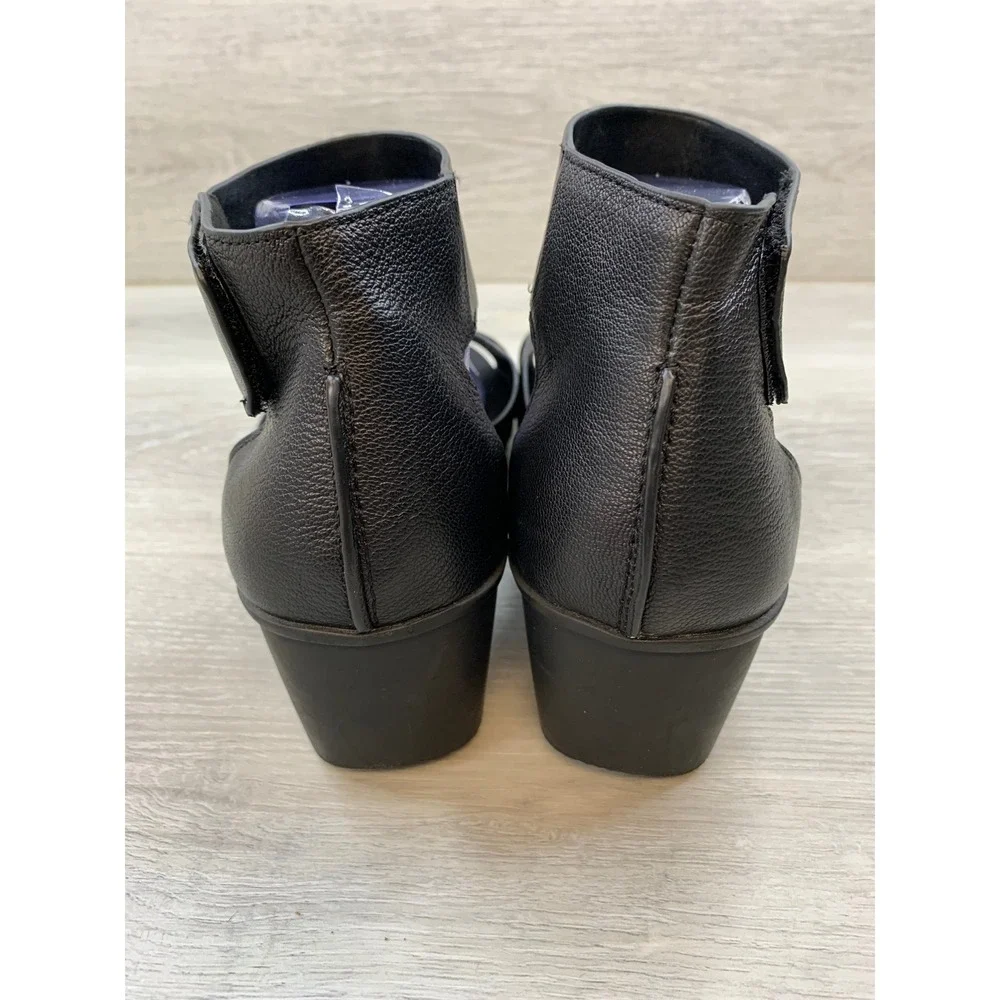 Naturalizer Riviera Women's Sandals Black Leather Wedge 10 W Comfort Shoes